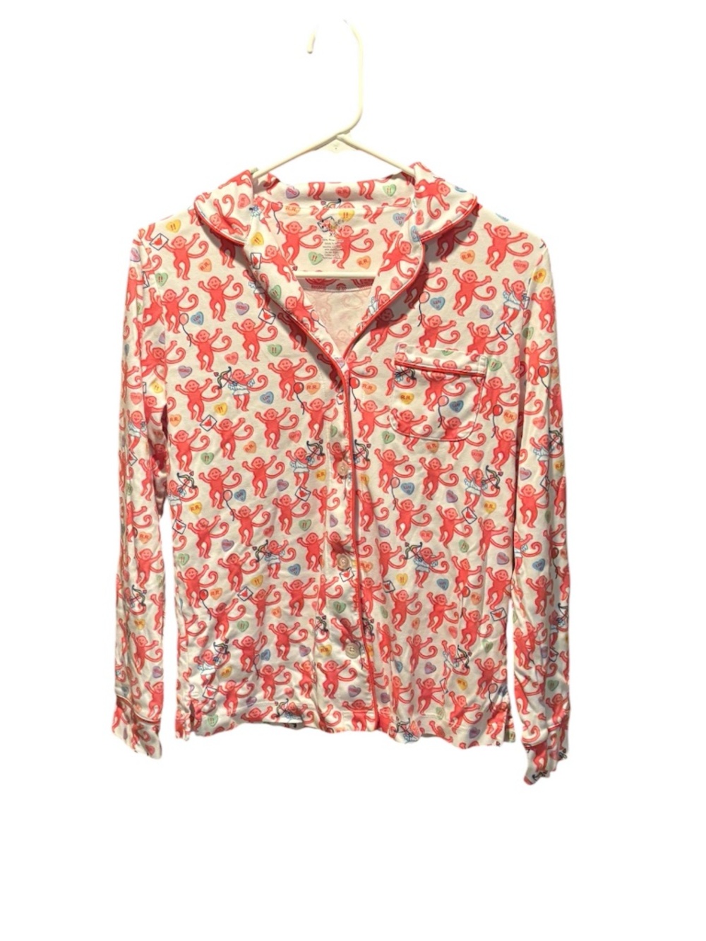 Roller Rabbit Pima Cotton Monkey Long Sleeve Pajama Top XS